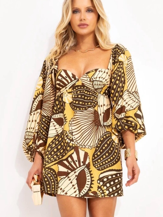 FARM Rio Dresses & Skirts - FARM Rio Mistura Print Mini Dress Puff Sleeves Size M NWT